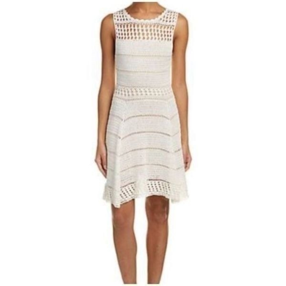 Alice + Olivia Cream Sleeveless Mini Sundress